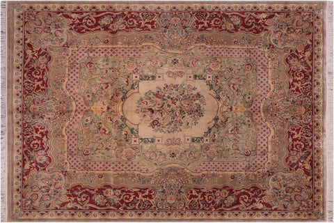 handmade Traditional Haider Lt. Green Lt.red Hand Knotted RECTANGLE 100% WOOL area rug 8x10