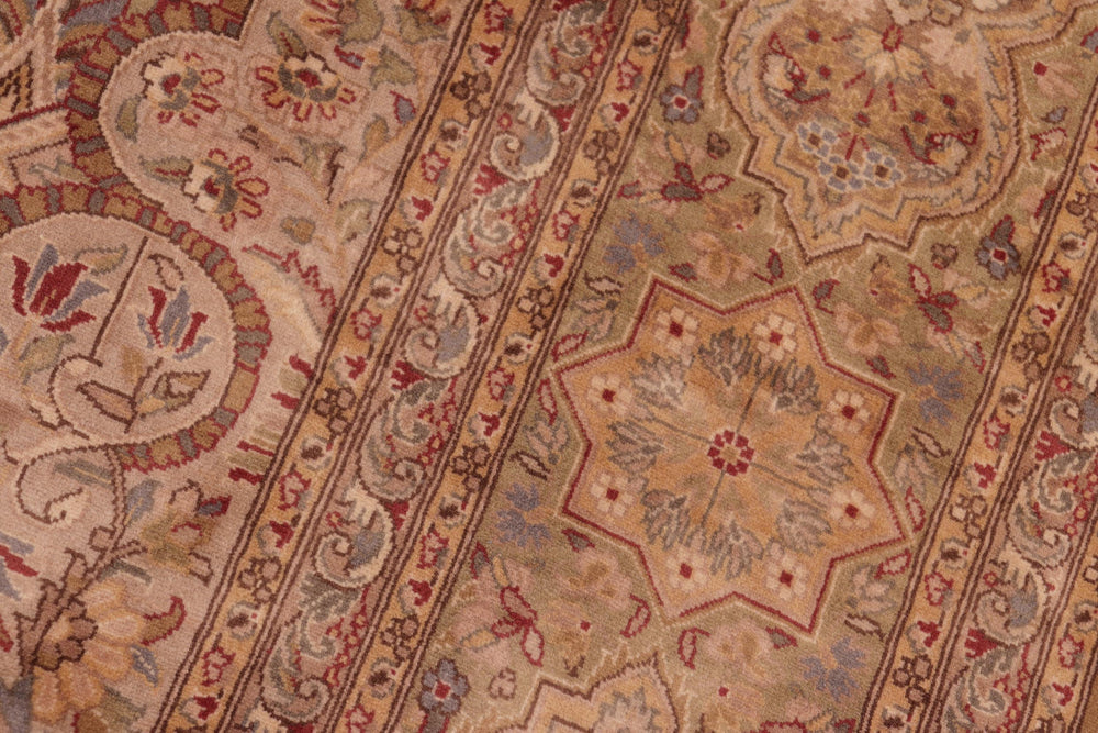 handmade Traditional Gulab Gold Green Hand Knotted RECTANGLE 100% WOOL area rug 8x10