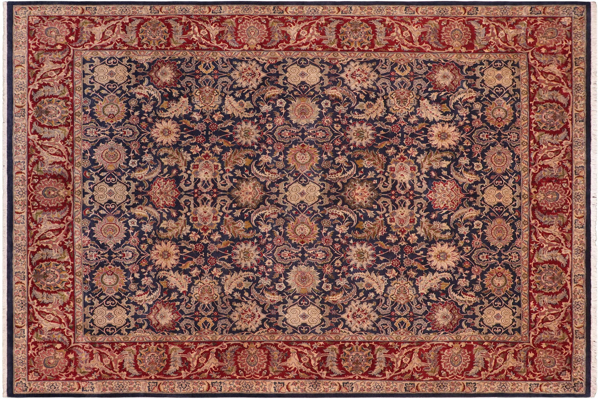 8x10 hand knotted Vegetable Dyed wool rug in blue and red - Agra Tessie