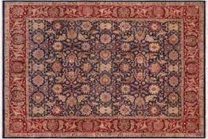 8x10 hand knotted Vegetable Dyed wool rug in blue and red - Agra Tessie