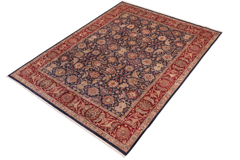 handmade Transitional Agra Blue Red Hand Knotted RECTANGLE 100% WOOL area rug 8x10