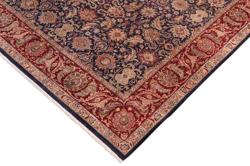 handmade Transitional Agra Blue Red Hand Knotted RECTANGLE 100% WOOL area rug 8x10