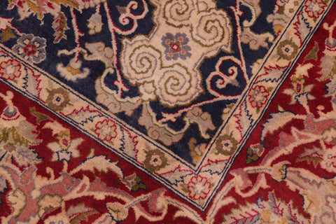 handmade Transitional Agra Blue Red Hand Knotted RECTANGLE 100% WOOL area rug 8x10