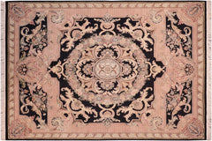 handmade Traditional Savonarrie Black Rust Hand Knotted RECTANGLE 100% WOOL area rug 8x10