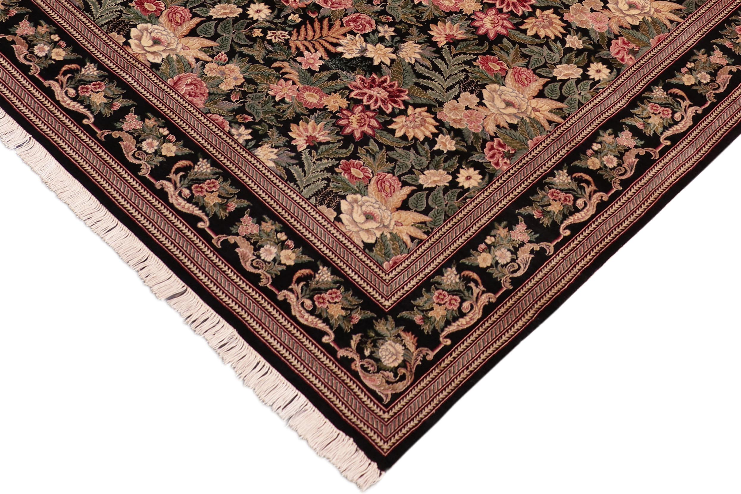 handmade Transitional David Black Green Hand Knotted RECTANGLE 100% WOOL area rug 8x10