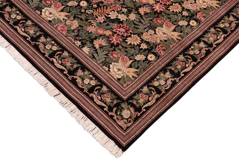 handmade Transitional David Black Green Hand Knotted RECTANGLE 100% WOOL area rug 8x10