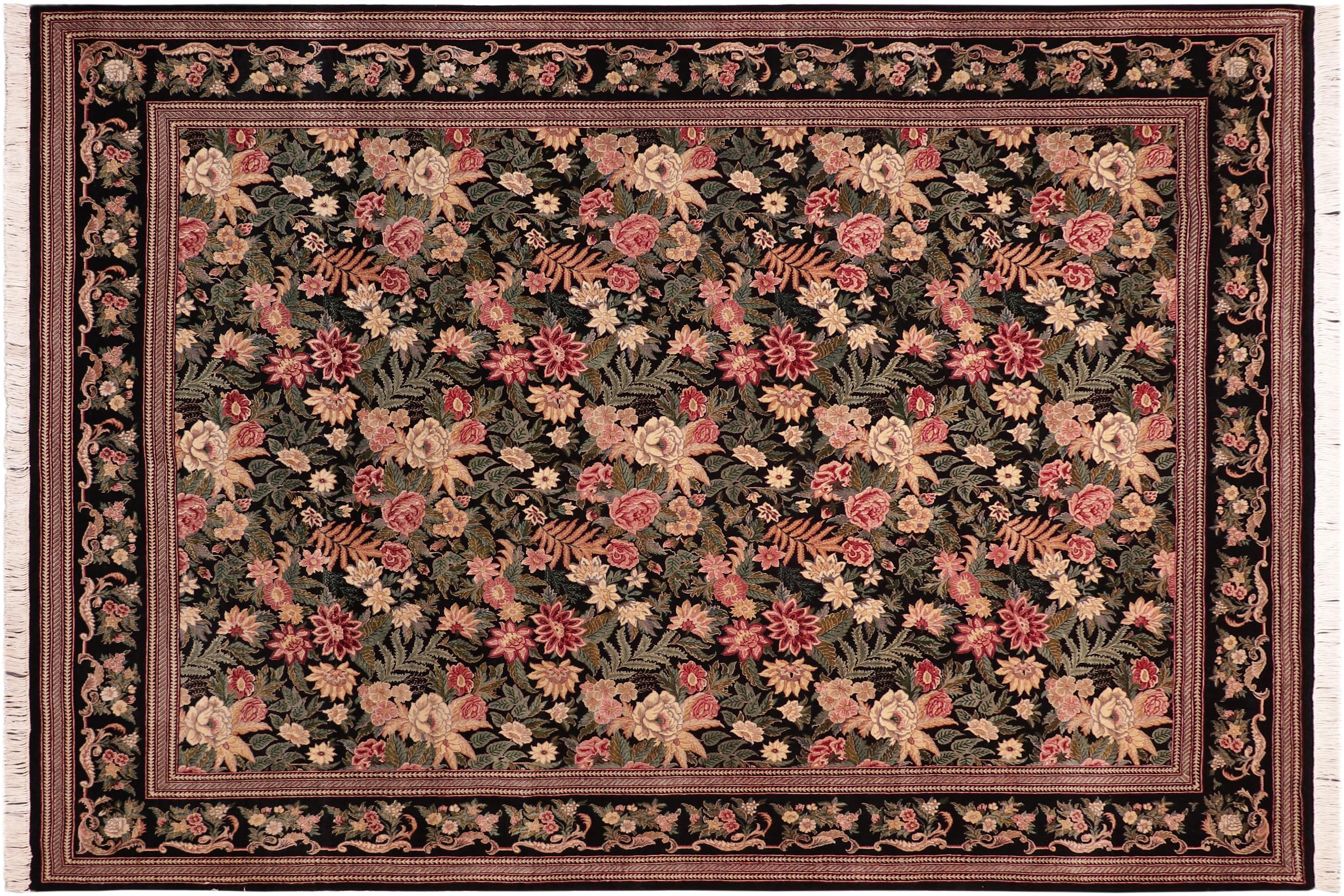 handmade Transitional David Black Green Hand Knotted RECTANGLE 100% WOOL area rug 8x10