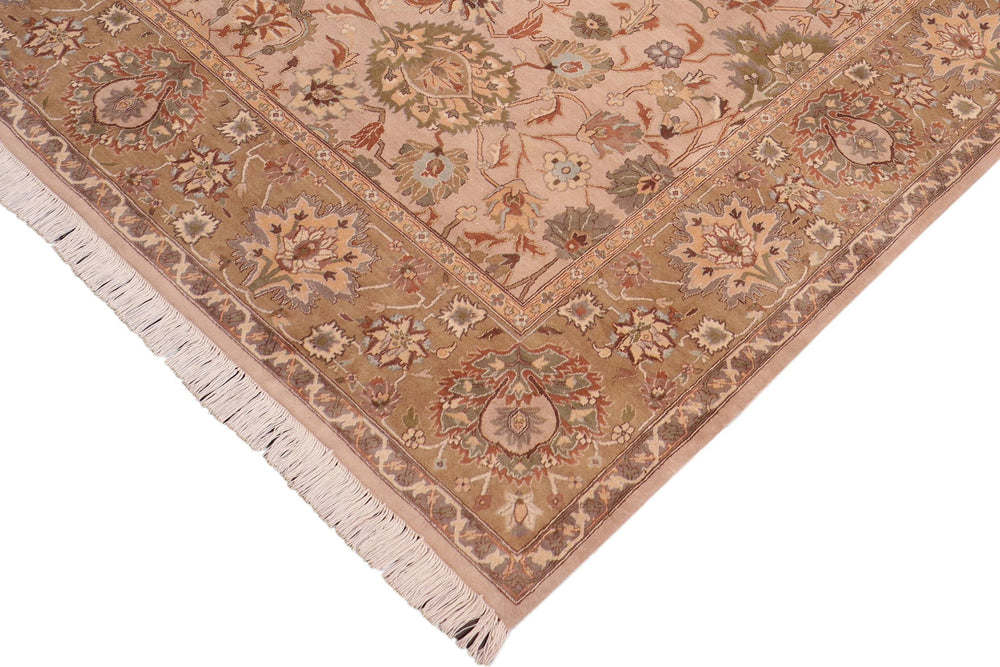 handmade Traditional Lahore Taupe Brown Hand Knotted RECTANGLE 100% WOOL area rug 8x10