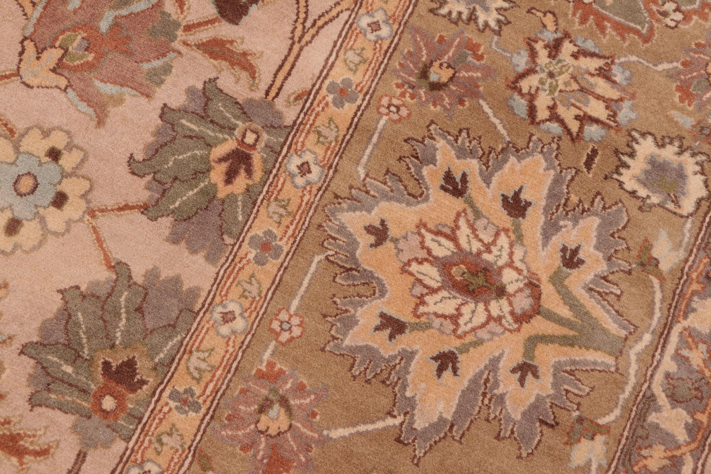 handmade Traditional Lahore Taupe Brown Hand Knotted RECTANGLE 100% WOOL area rug 8x10