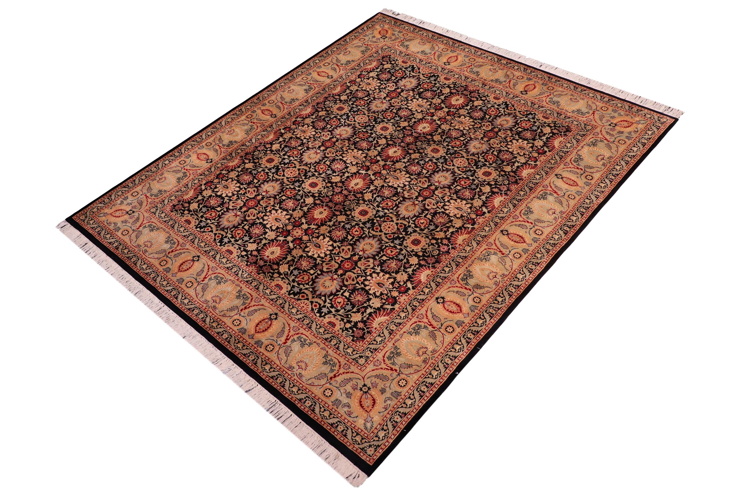 handmade Transitional New Asif Black Tan Hand Knotted RECTANGLE 100% WOOL area rug 8x10
