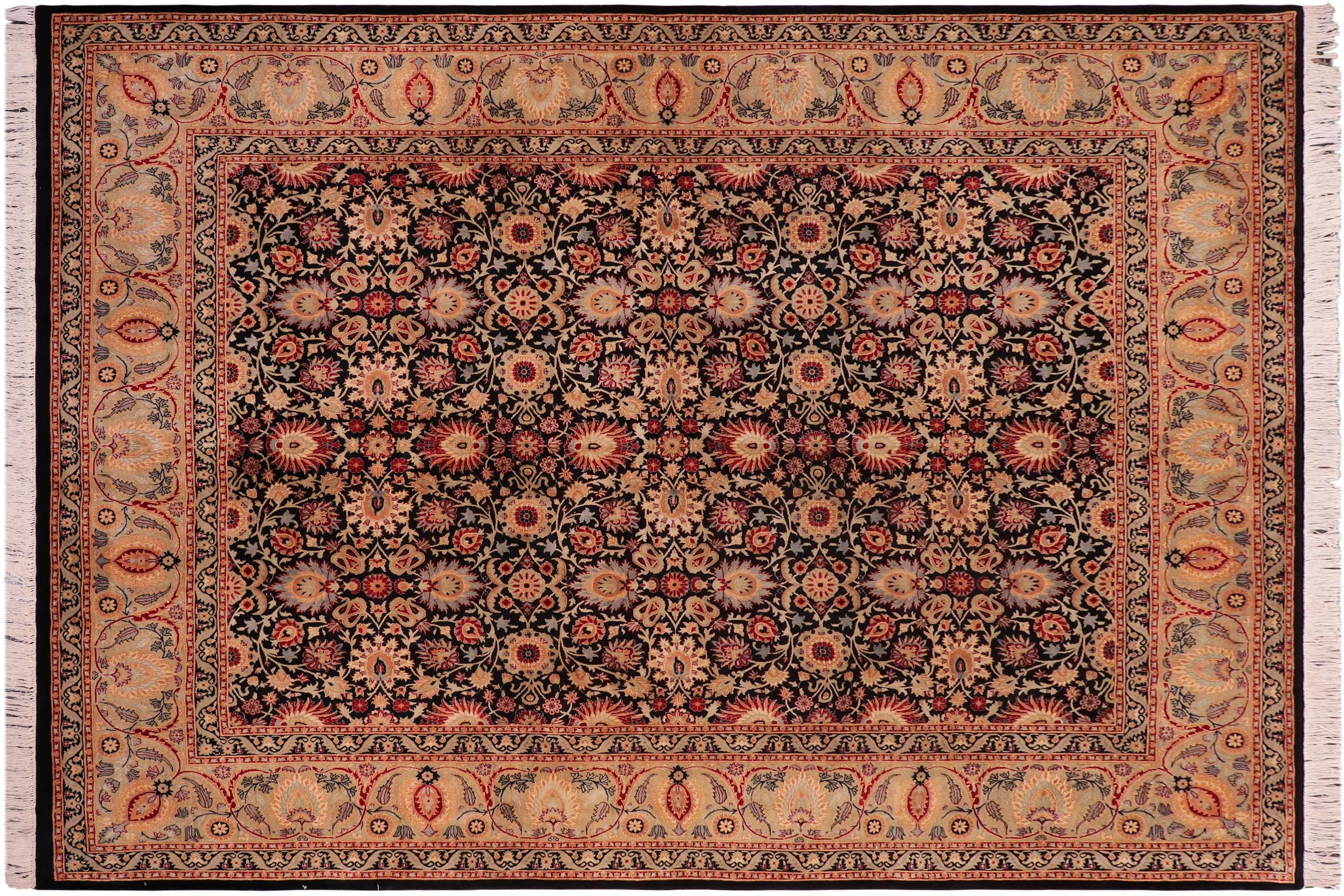 handmade Transitional New Asif Black Tan Hand Knotted RECTANGLE 100% WOOL area rug 8x10