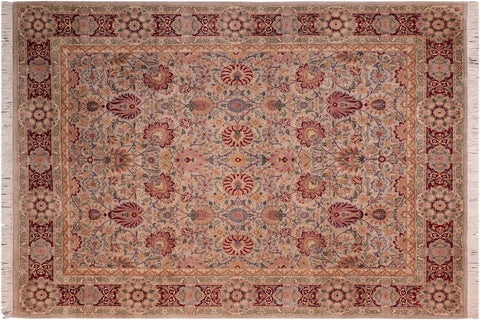 handmade Traditional Lahore Gray Red Hand Knotted RECTANGLE 100% WOOL area rug 8x10