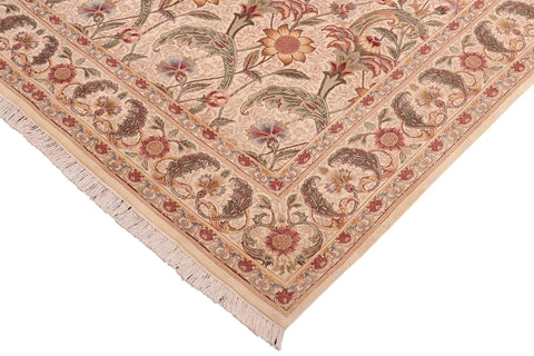 handmade Transitional Azeem Beige Green Hand Knotted RECTANGLE 100% WOOL area rug 8x10