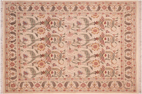 handmade Transitional Azeem Beige Green Hand Knotted RECTANGLE 100% WOOL area rug 8x10