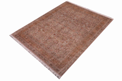handmade Transitional Tabriz Lt. Gray Copper Hand Knotted RECTANGLE 100% WOOL area rug 8x10