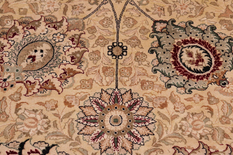handmade Traditional Mubashar Beige Red Hand Knotted RECTANGLE 100% WOOL area rug 8x10