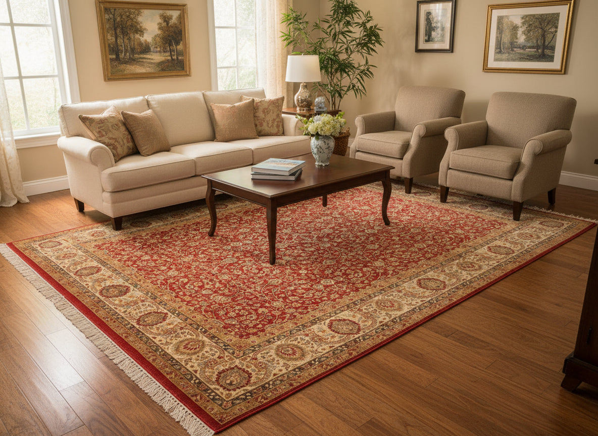 handmade Traditional Regular Red Beige Hand Knotted RECTANGLE 100% WOOL area rug 8x10