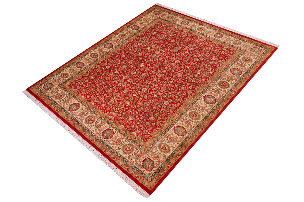handmade Traditional Regular Red Beige Hand Knotted RECTANGLE 100% WOOL area rug 8x10