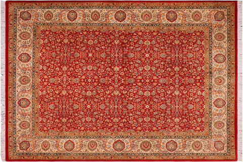 handmade Traditional Regular Red Beige Hand Knotted RECTANGLE 100% WOOL area rug 8x10