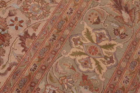handmade Traditional Mehal Taupe Green Hand Knotted RECTANGLE 100% WOOL area rug 8x10