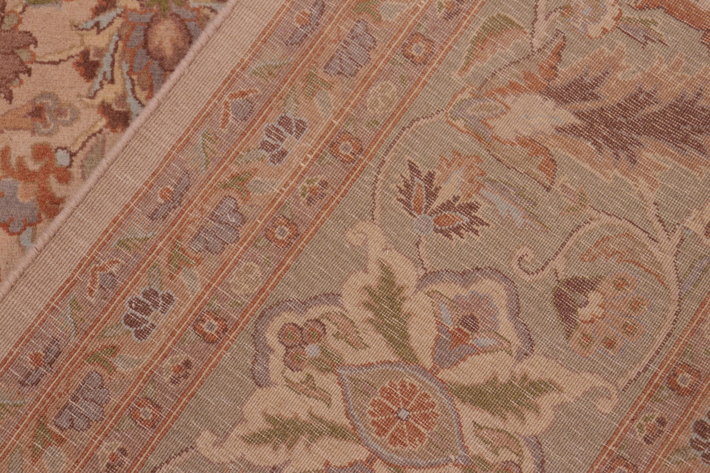 handmade Traditional Mehal Taupe Green Hand Knotted RECTANGLE 100% WOOL area rug 8x10
