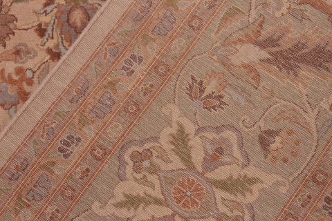 handmade Traditional Mehal Taupe Green Hand Knotted RECTANGLE 100% WOOL area rug 8x10