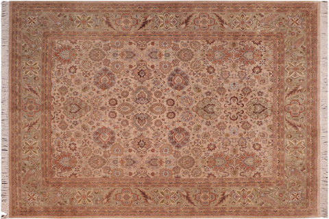 handmade Traditional Mehal Taupe Green Hand Knotted RECTANGLE 100% WOOL area rug 8x10