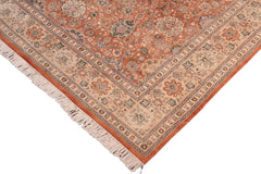 handmade Traditional Lahore Orange Tan Hand Knotted RECTANGLE 100% WOOL area rug 8x10