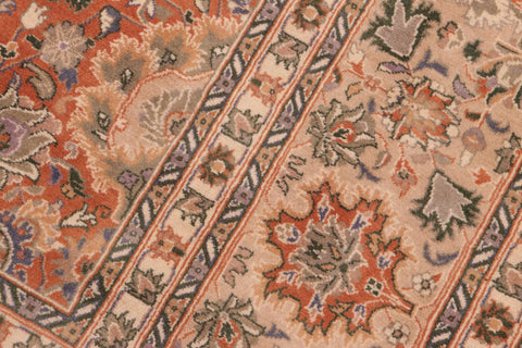handmade Traditional Lahore Orange Tan Hand Knotted RECTANGLE 100% WOOL area rug 8x10