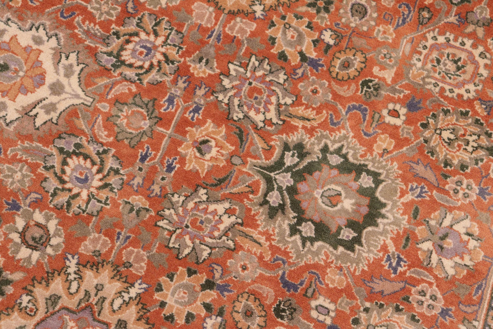 handmade Traditional Lahore Orange Tan Hand Knotted RECTANGLE 100% WOOL area rug 8x10