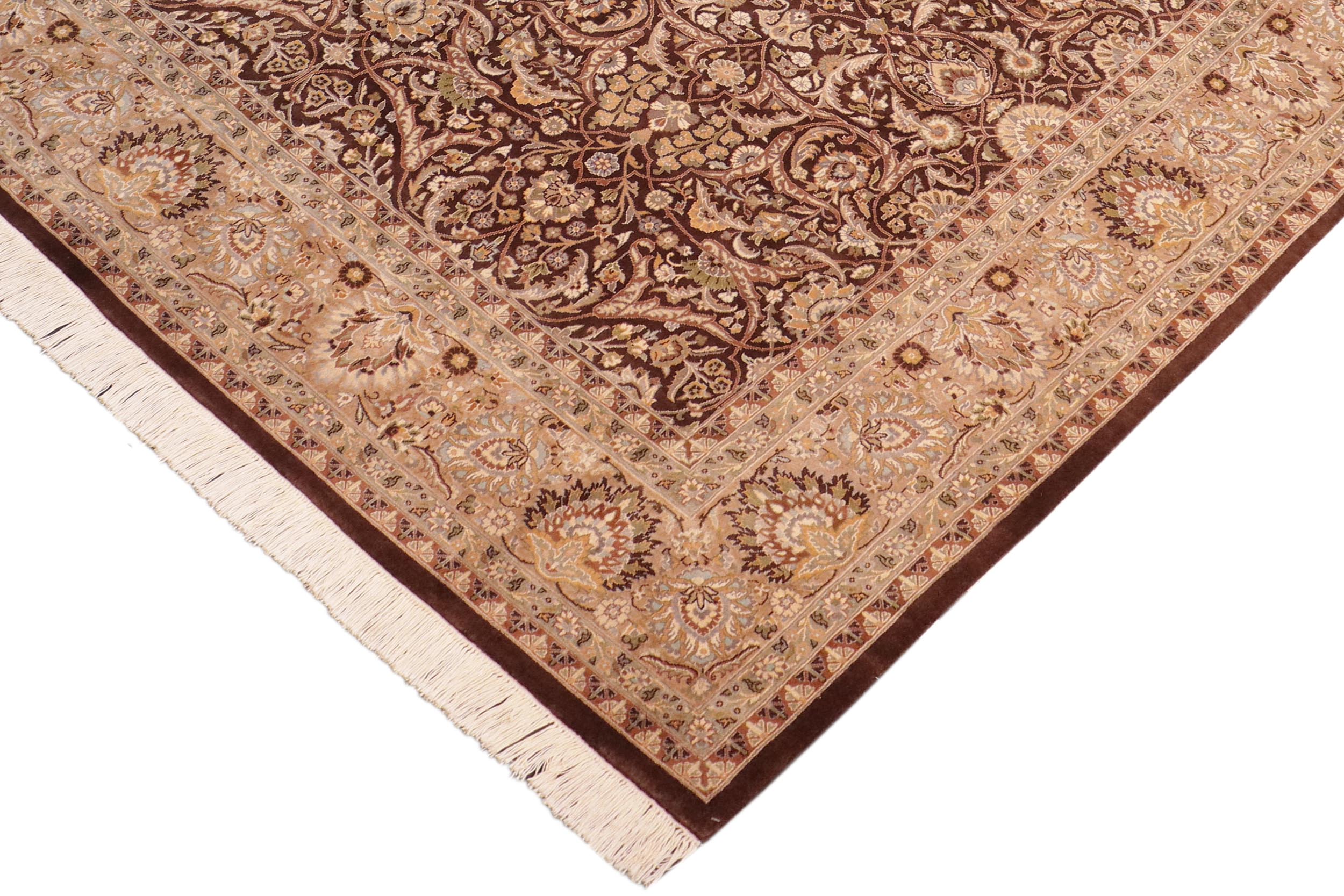 handmade Traditional Regular Brown Green Hand Knotted RECTANGLE 100% WOOL area rug 8x10