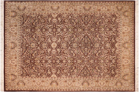 handmade Traditional Regular Brown Green Hand Knotted RECTANGLE 100% WOOL area rug 8x10