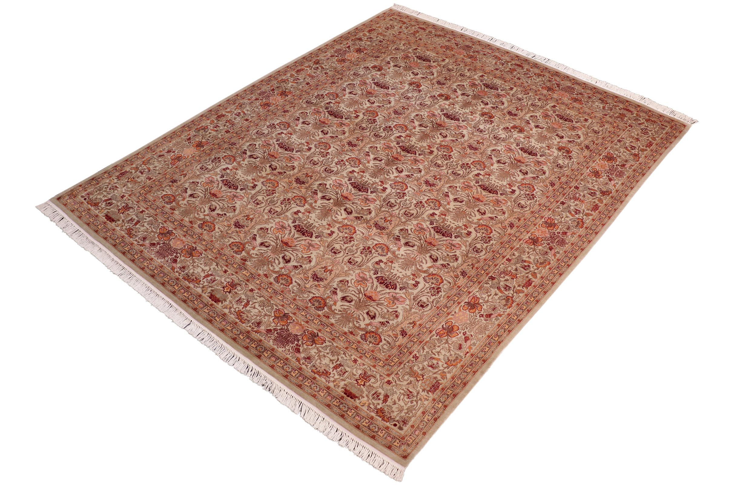 handmade Transitional Sayra Green Beige Hand Knotted RECTANGLE 100% WOOL area rug 8x10