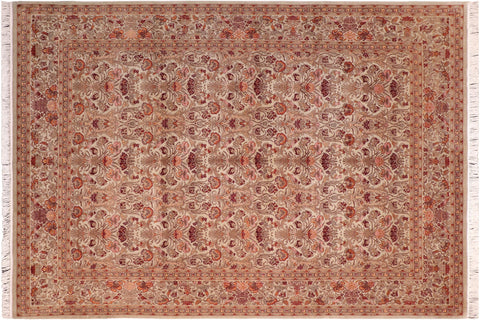 handmade Transitional Sayra Green Beige Hand Knotted RECTANGLE 100% WOOL area rug 8x10
