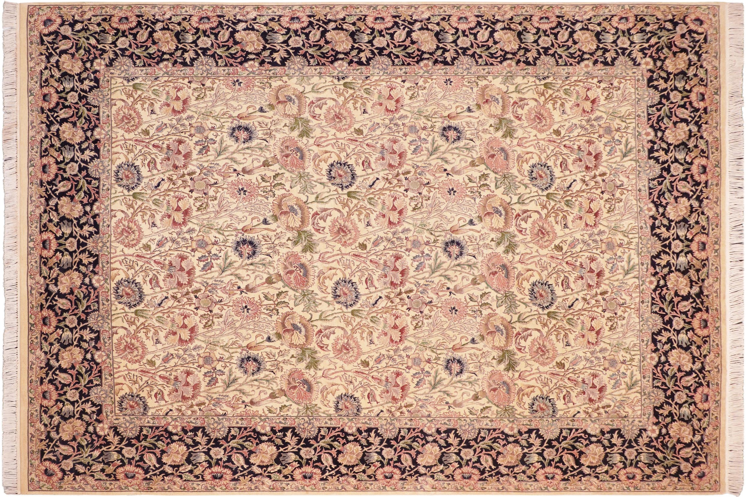 handmade Transitional Irfan Beige Blue Hand Knotted RECTANGLE 100% WOOL area rug 8x10