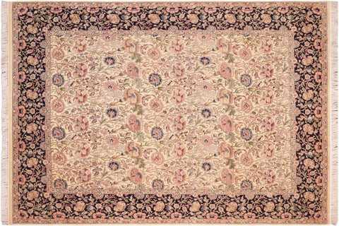 handmade Transitional Irfan Beige Blue Hand Knotted RECTANGLE 100% WOOL area rug 8x10