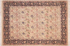 handmade Transitional Irfan Beige Blue Hand Knotted RECTANGLE 100% WOOL area rug 8x10