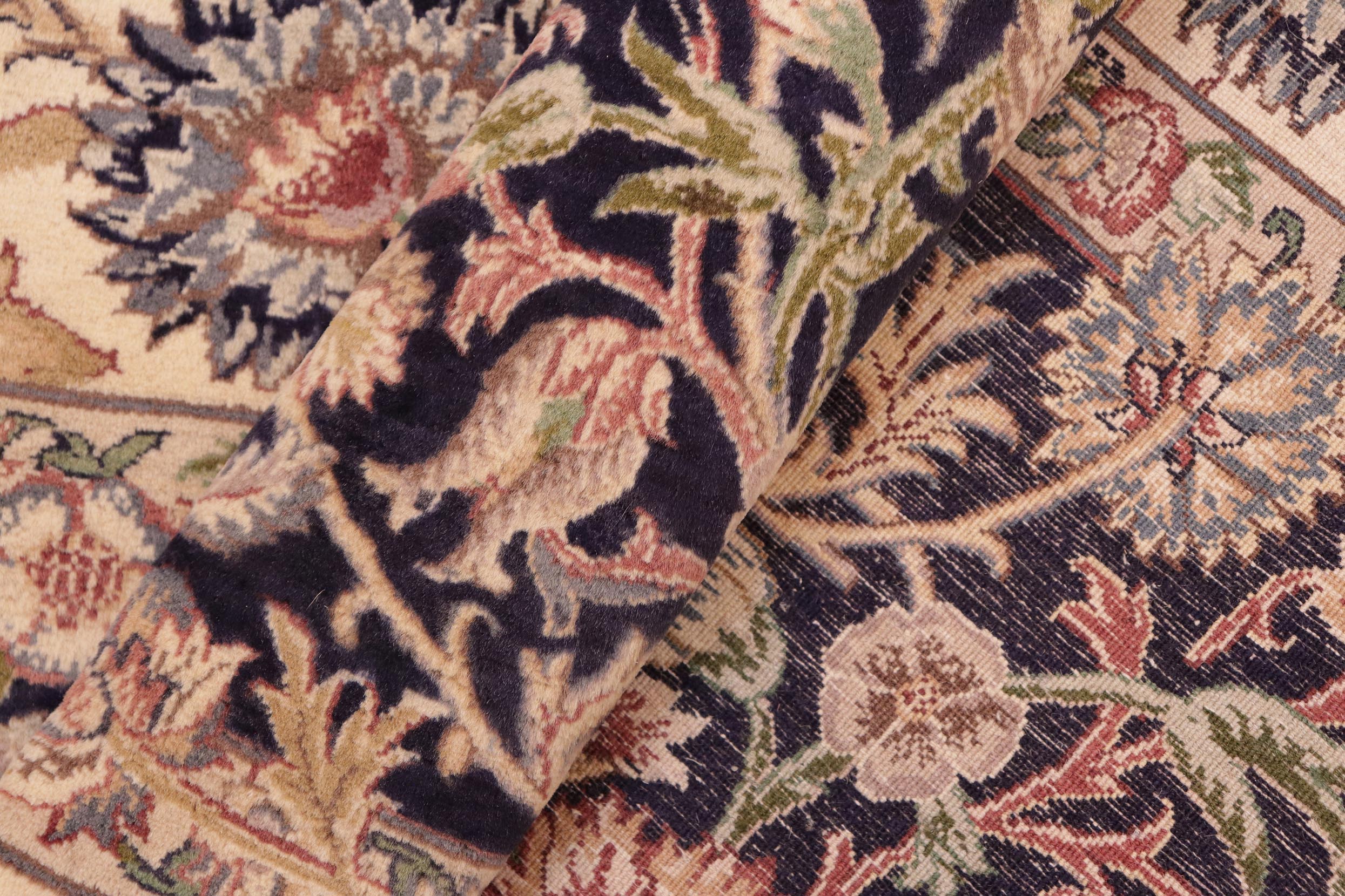 handmade Transitional Irfan Beige Blue Hand Knotted RECTANGLE 100% WOOL area rug 8x10