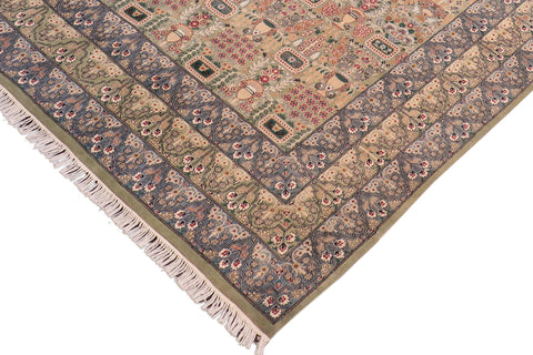 handmade Transitional Razia Green Gray Hand Knotted RECTANGLE 100% WOOL area rug 8x10