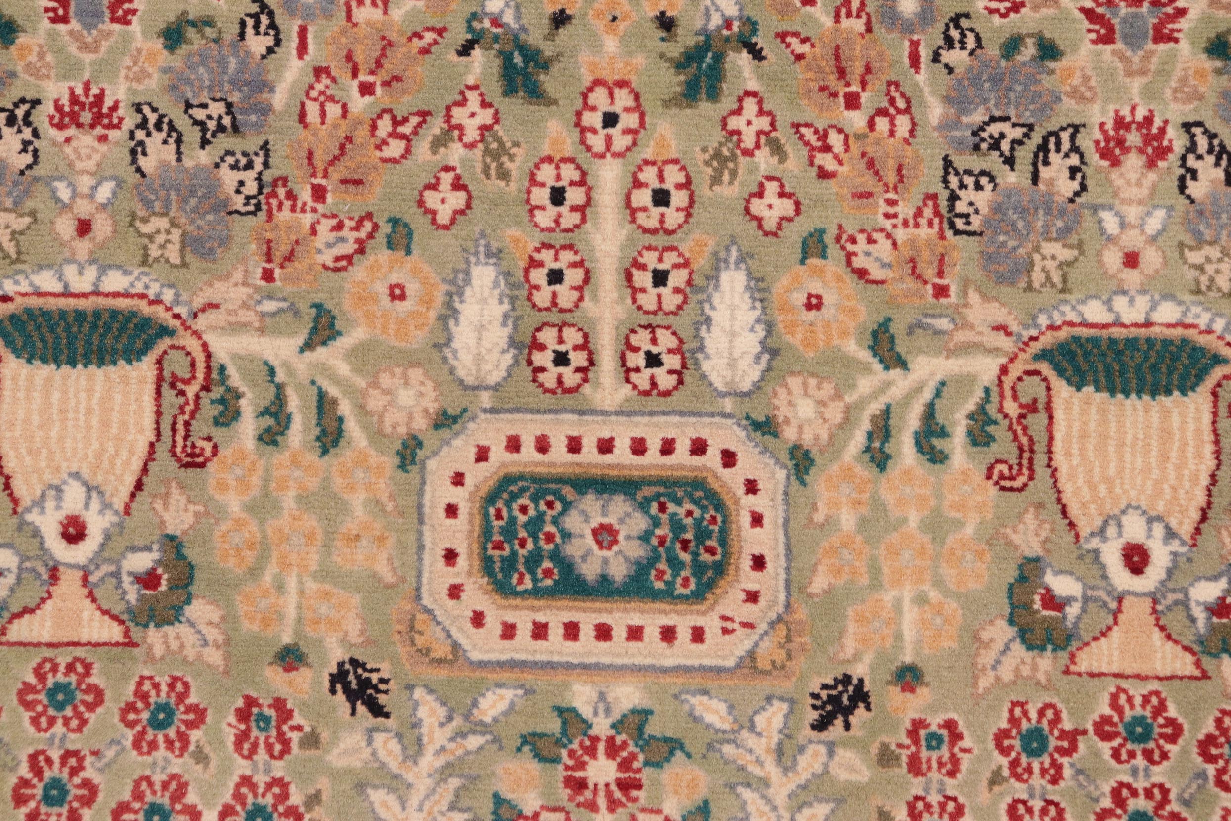 handmade Transitional Razia Green Gray Hand Knotted RECTANGLE 100% WOOL area rug 8x10