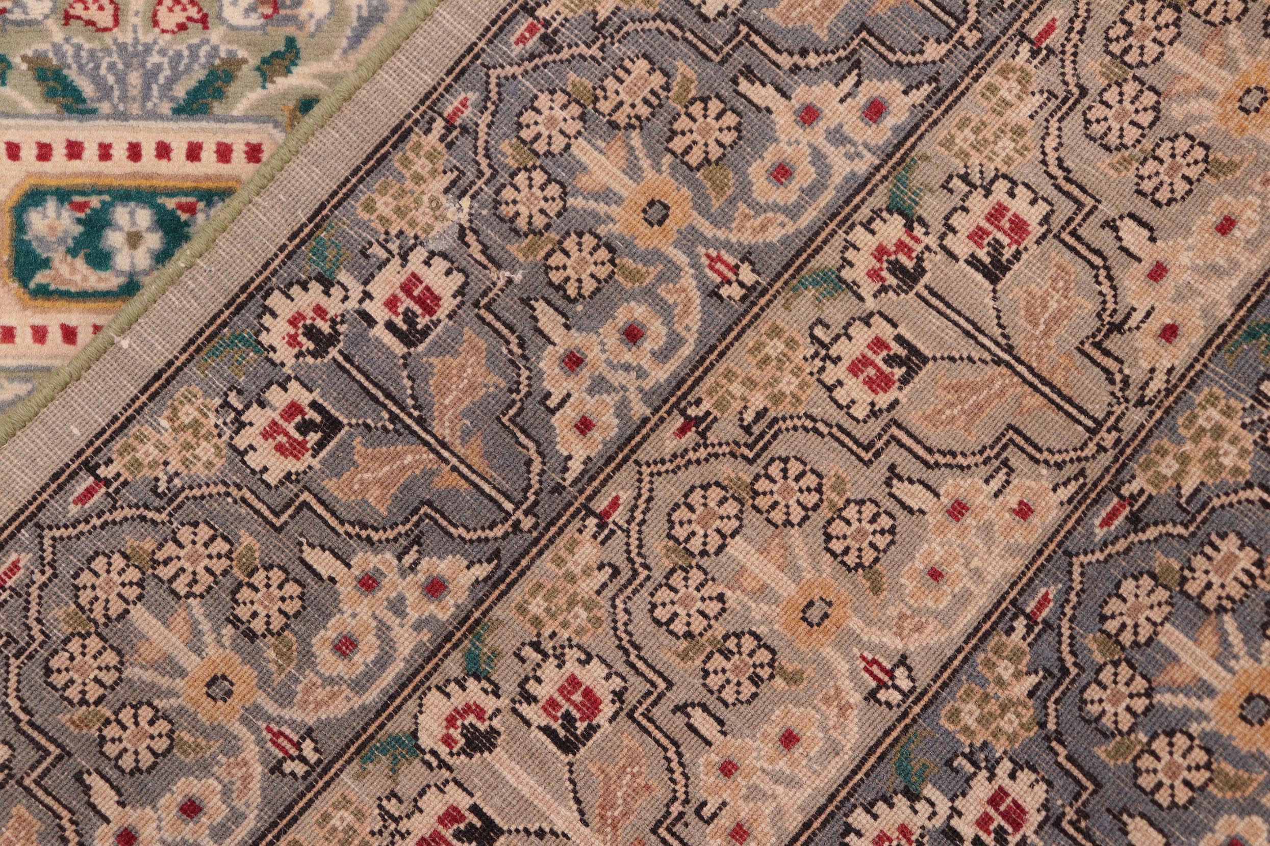 handmade Transitional Razia Green Gray Hand Knotted RECTANGLE 100% WOOL area rug 8x10