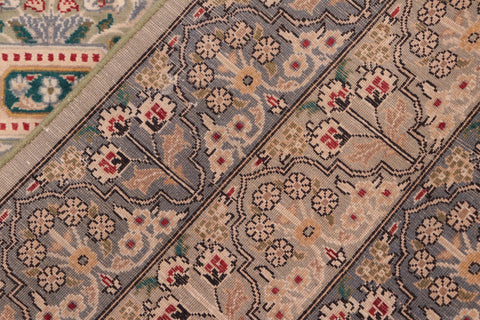 handmade Transitional Razia Green Gray Hand Knotted RECTANGLE 100% WOOL area rug 8x10