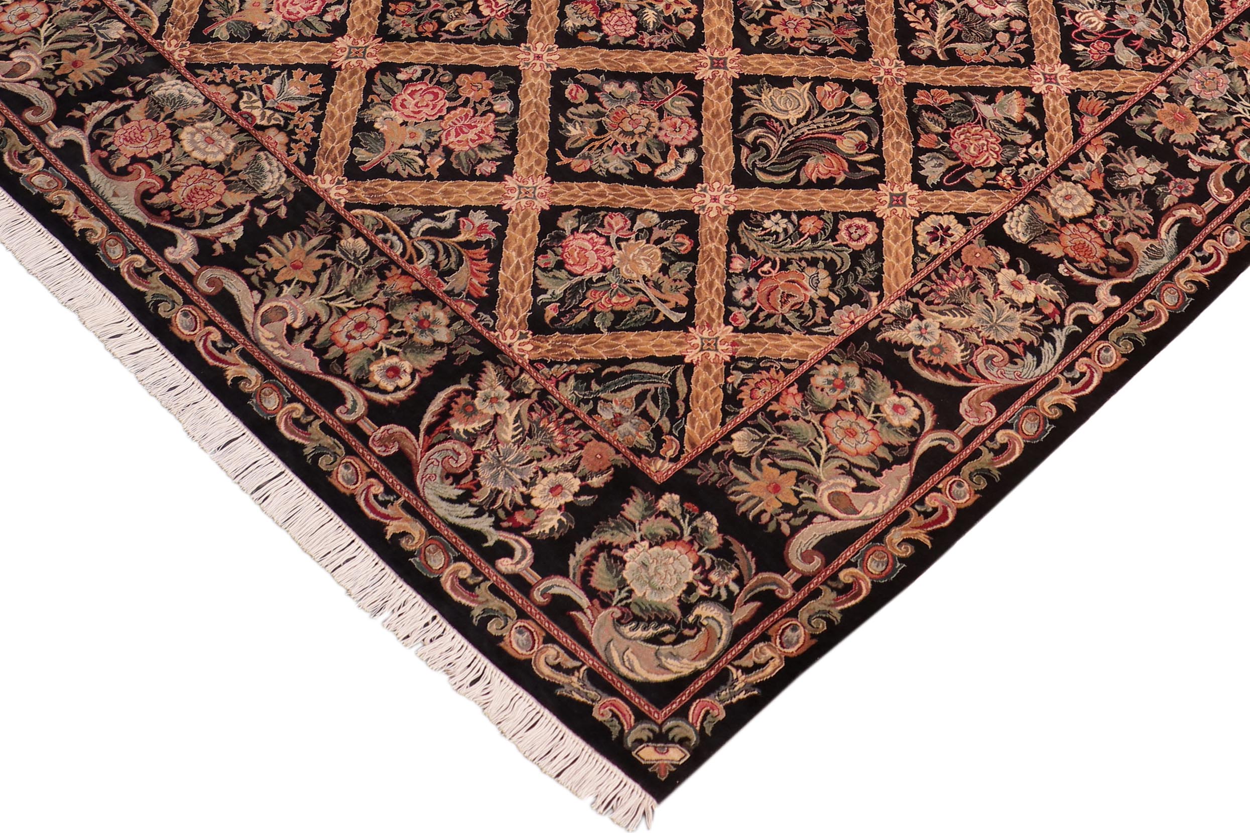 handmade Transitional Bakhtair Black Brown Hand Knotted RECTANGLE 100% WOOL area rug 8x10