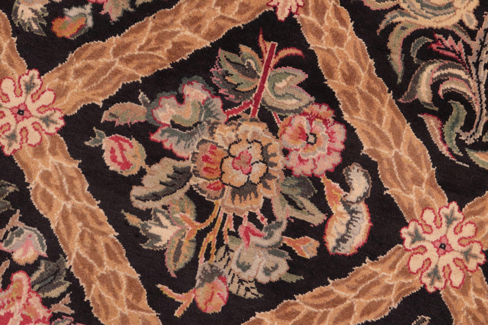 handmade Transitional Bakhtair Black Brown Hand Knotted RECTANGLE 100% WOOL area rug 8x10