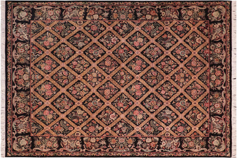 handmade Transitional Bakhtair Black Brown Hand Knotted RECTANGLE 100% WOOL area rug 8x10