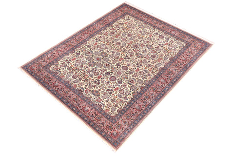handmade Traditional Shahbaaz Ivory Pink Hand Knotted RECTANGLE 100% WOOL area rug 9x12