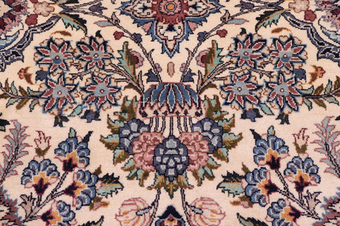 handmade Traditional Shahbaaz Ivory Pink Hand Knotted RECTANGLE 100% WOOL area rug 9x12