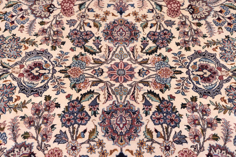 handmade Traditional Shahbaaz Ivory Pink Hand Knotted RECTANGLE 100% WOOL area rug 9x12