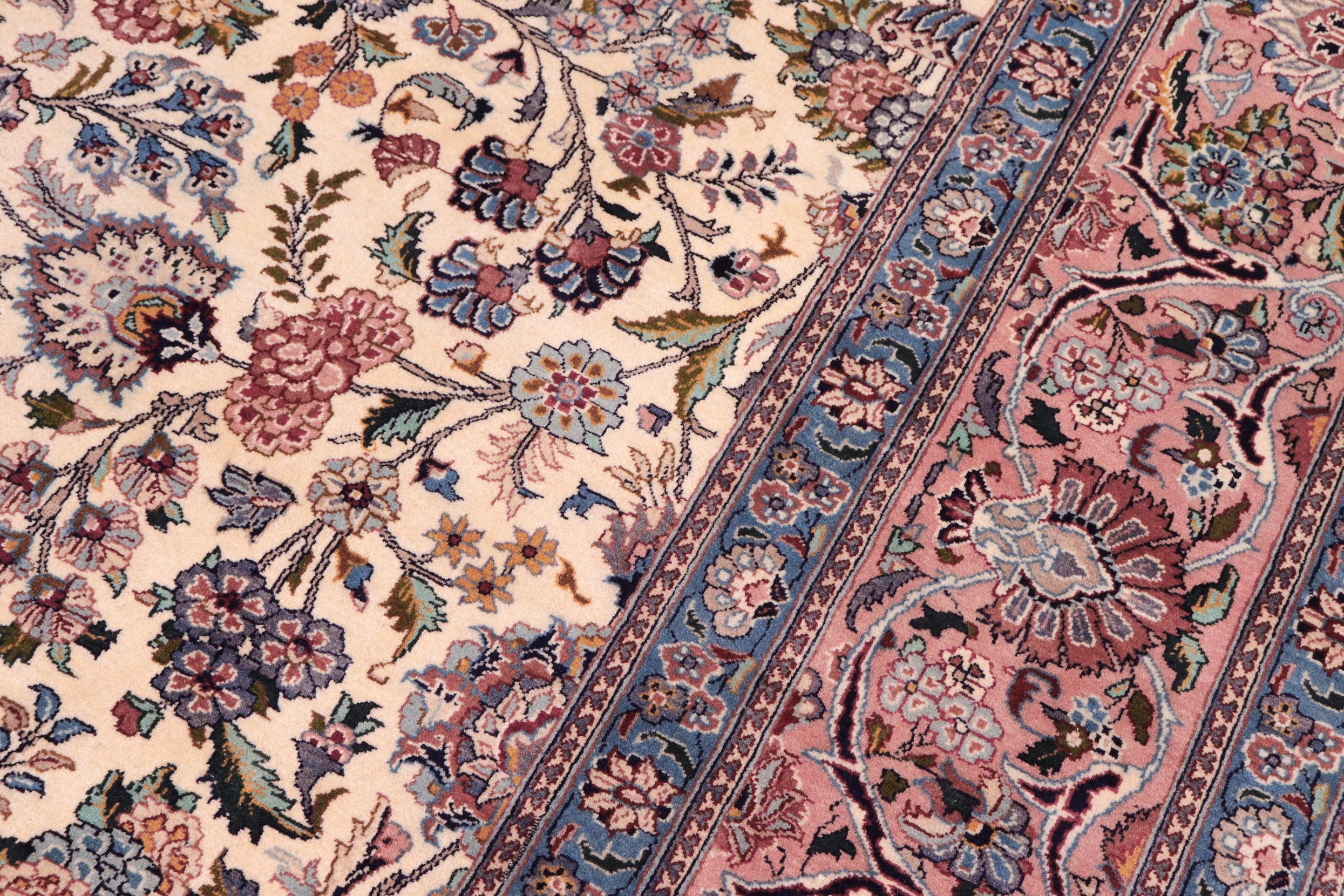 handmade Traditional Shahbaaz Ivory Pink Hand Knotted RECTANGLE 100% WOOL area rug 9x12