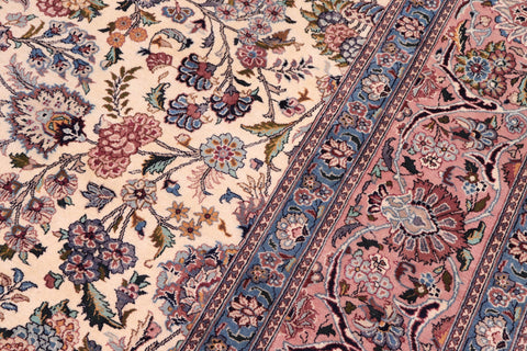 handmade Traditional Shahbaaz Ivory Pink Hand Knotted RECTANGLE 100% WOOL area rug 9x12